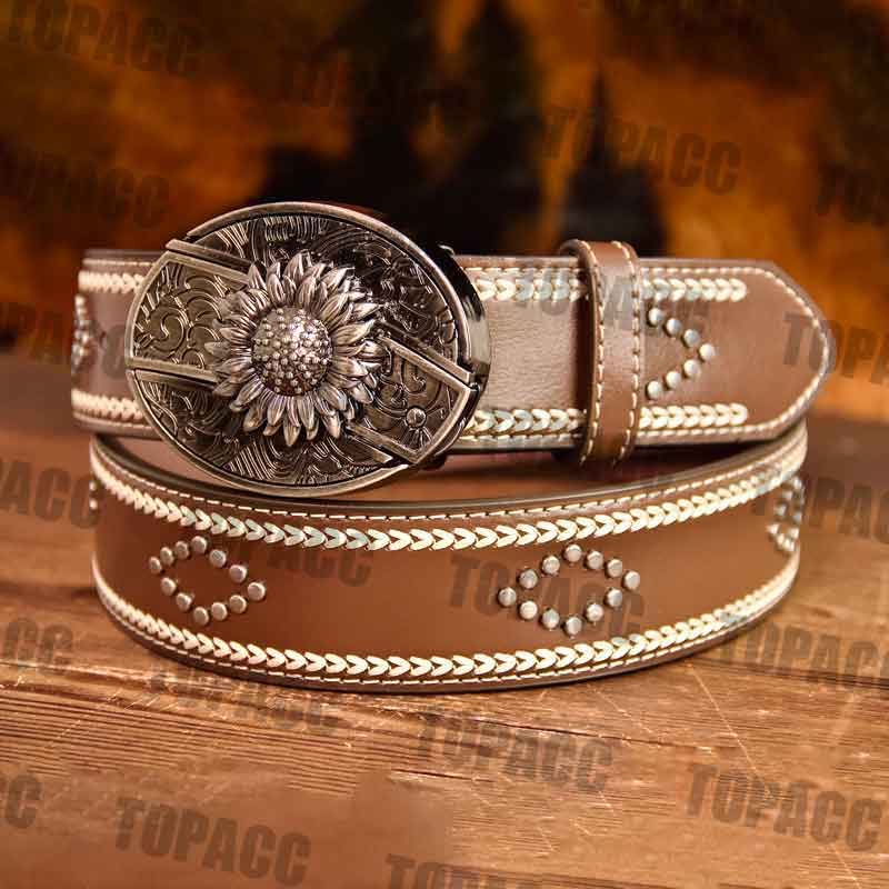 Leather Vintage Belt With Street Buckle