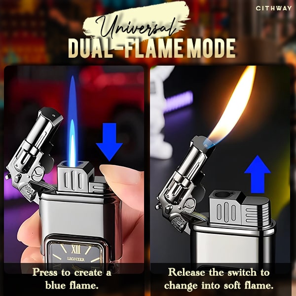 Windproof Dual-Flame Vintage Watch Lighter