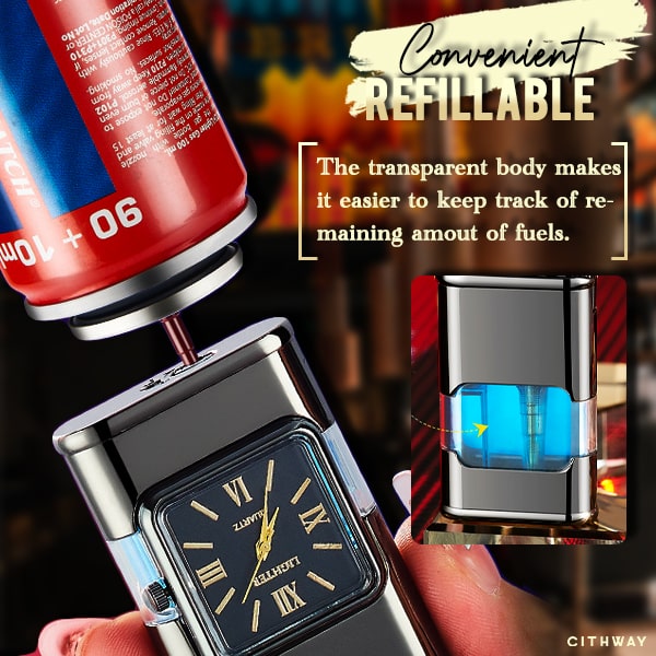 Windproof Dual-Flame Vintage Watch Lighter