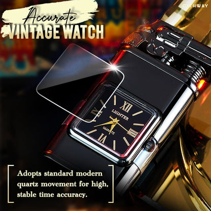 Windproof Dual-Flame Vintage Watch Lighter