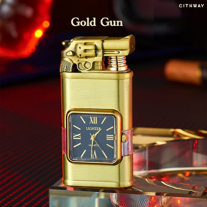 Windproof Dual-Flame Vintage Watch Lighter