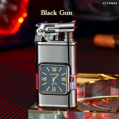 Windproof Dual-Flame Vintage Watch Lighter