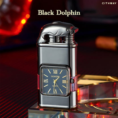 Windproof Dual-Flame Vintage Watch Lighter