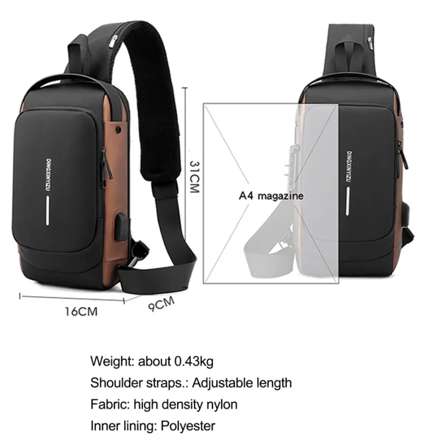 Multifunction Anti-theft USB Shoulder Bag